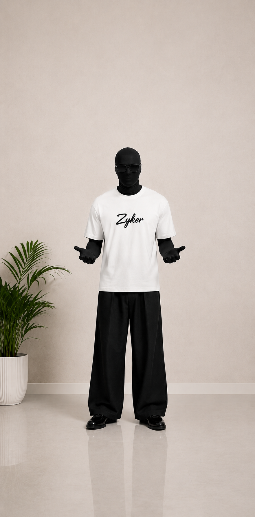 Zyken  cotton Terry oversize t-shit – white