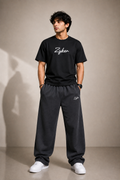 Zyken Signature Charcoal Straight Fit Lower | Premium Terry Cotton | Men