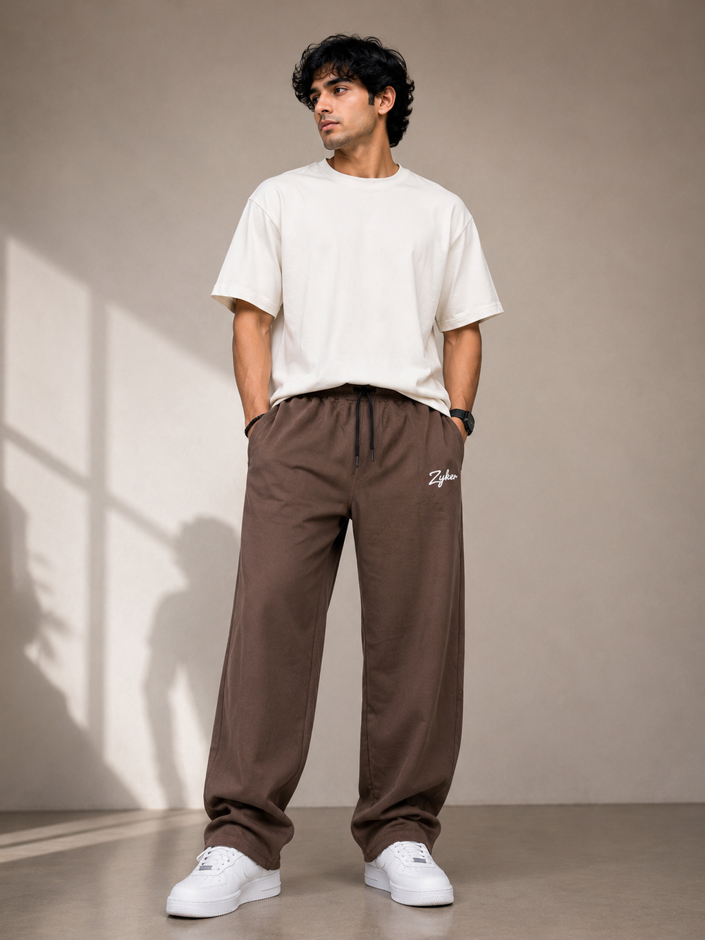 zyker Premium Straight Fit Cotton Terry Lower for Men – Brown