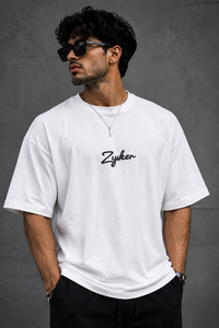 Zyker Signature Oversized Pure Cotton T-Shirt – White