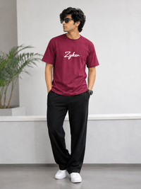 Zyker Signature Regular Fit Cotton Terry T-Shirt – Maroon