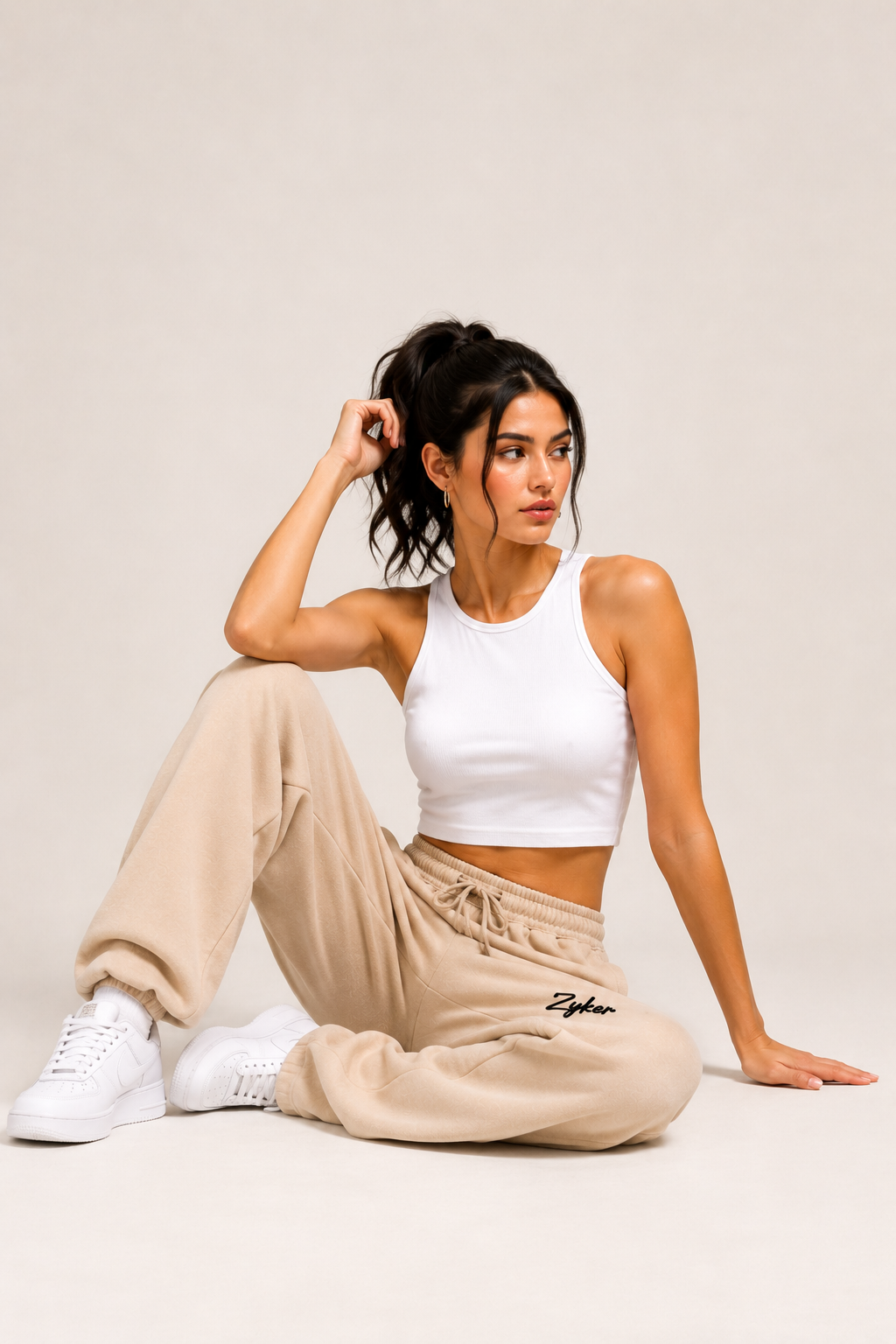 *Zyken Signature Premium Straight Fit Terry Lower – beige