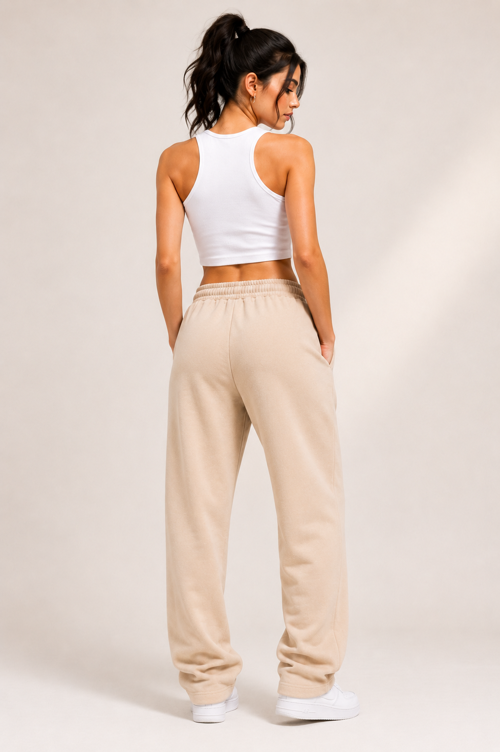 *Zyken Signature Premium Straight Fit Terry Lower – beige