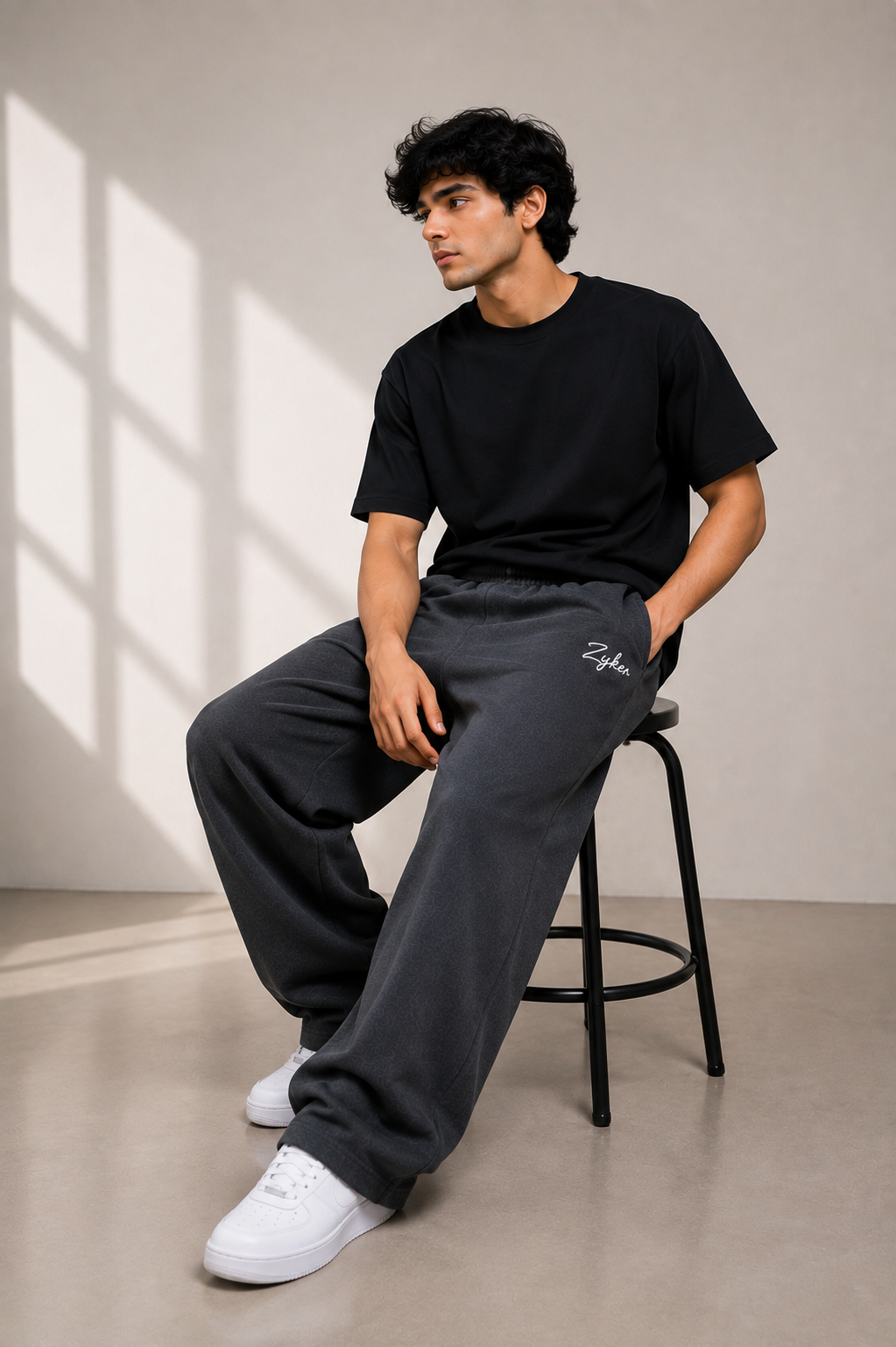 Zyken Signature Charcoal Straight Fit Lower | Premium Terry Cotton | Men