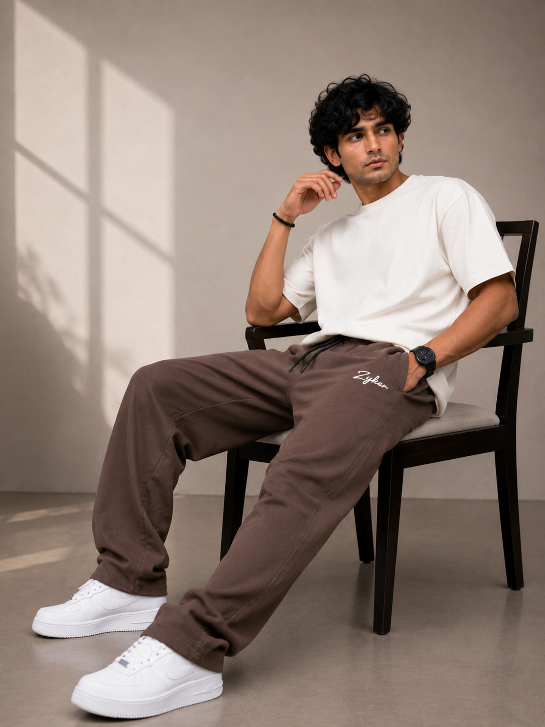 zyker Premium Straight Fit Cotton Terry Lower for Men – Brown