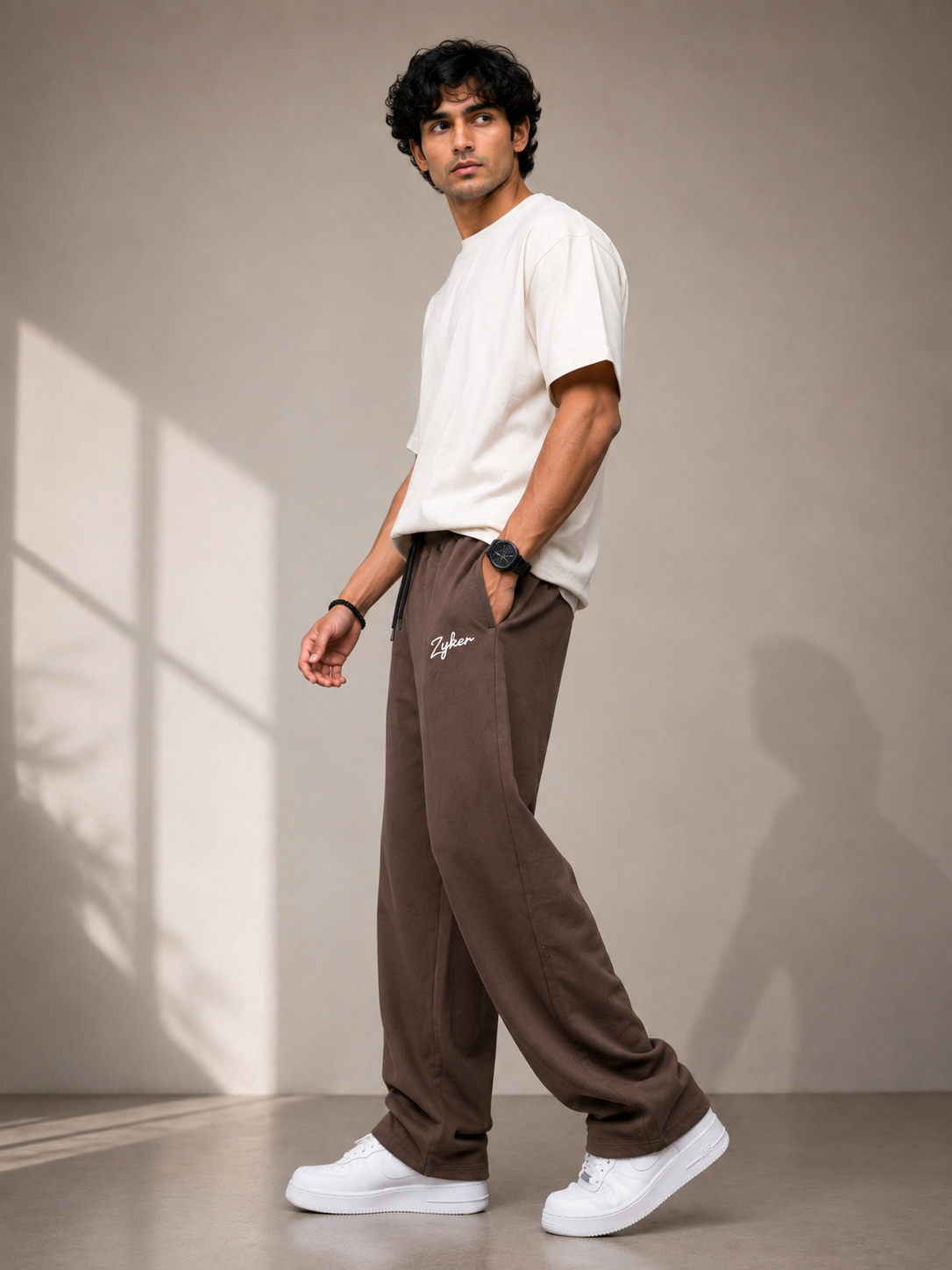 zyker Premium Straight Fit Cotton Terry Lower for Men – Brown