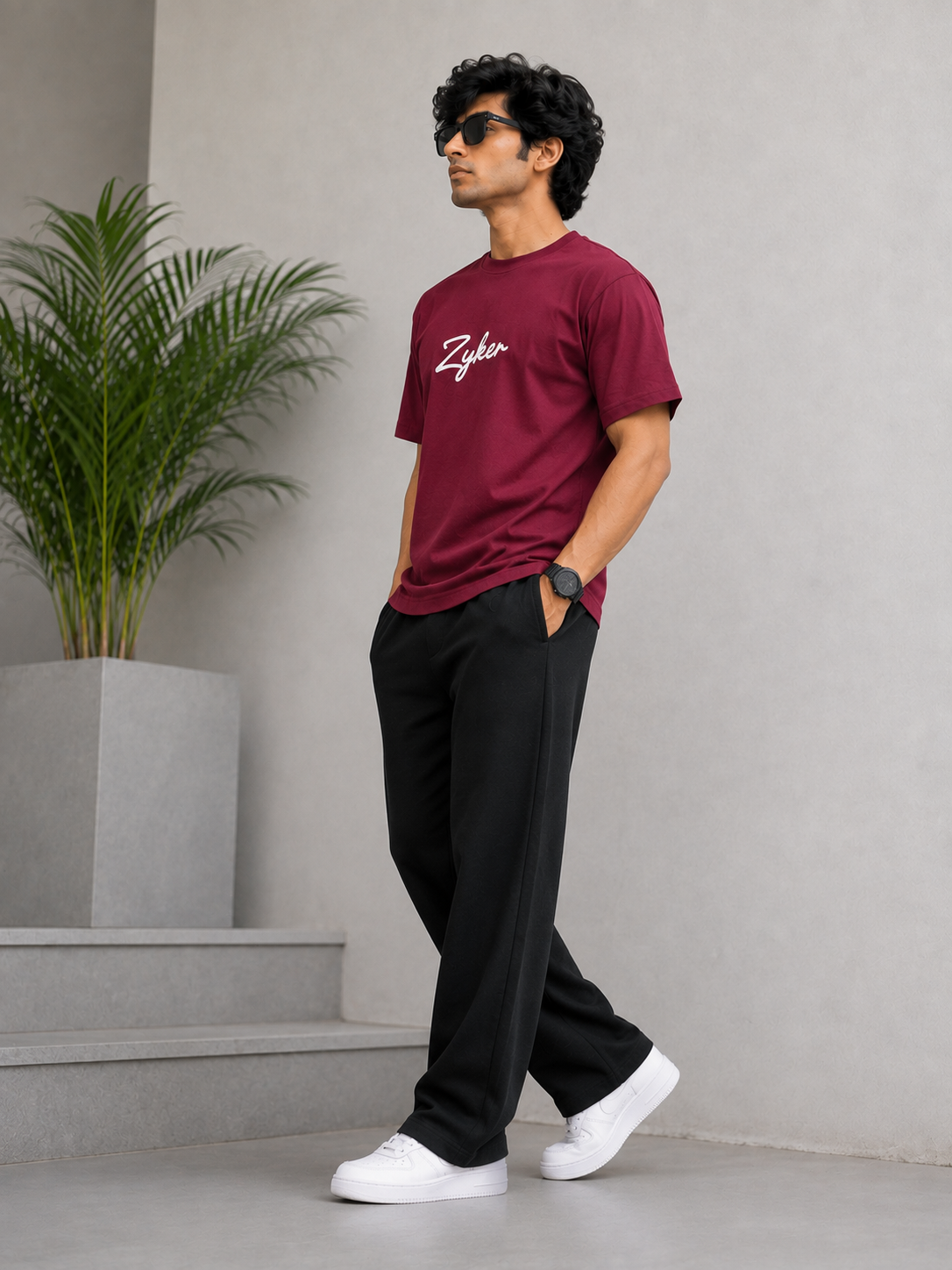 Zyker Signature Regular Fit Cotton Terry T-Shirt – Maroon