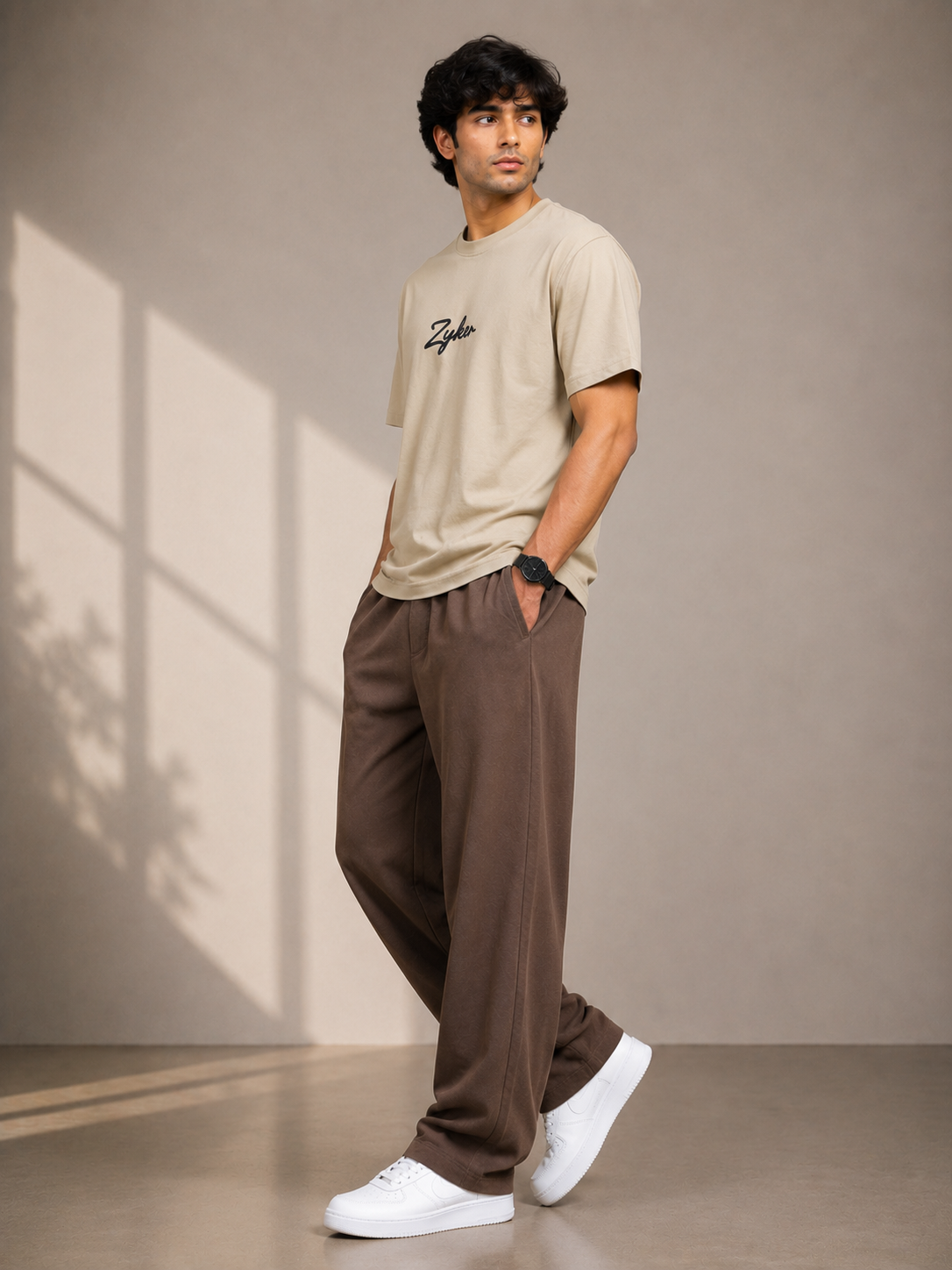 Zyker Premium Regular Fit Crew Neck T-Shirt – Beige