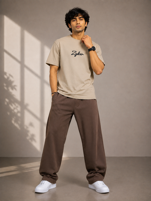 Zyker Premium Regular Fit Crew Neck T-Shirt – Beige