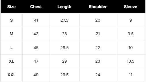 Size Guide Chart